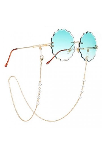 OQHAIR Chaînes de lunettes de soleil de lecture en cristal transparent Perle Femme Longe Accessoires Lunettes de soleil Maint