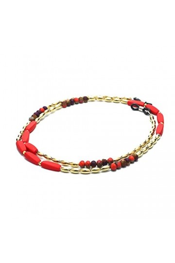 TKFDC Bohemia 4 Couleur Bloc de verrouillage Cordons de perles Lecture Lunettes Chaîne Femmes Sunglasses Accessoires Lanyard 