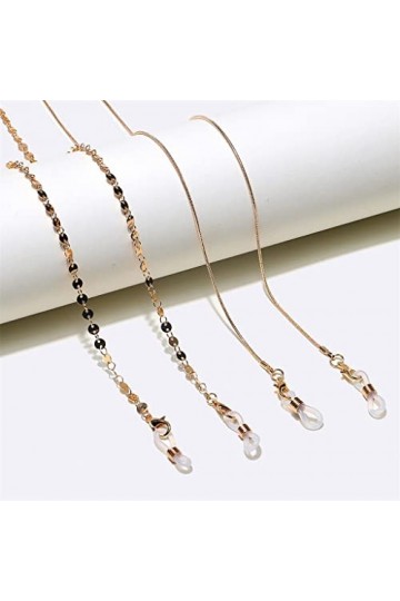 MINDONG HZH Chaîne de lunettes deux pièces, pièce ronde en laiton, accessoires de corde de lunettes en or rose