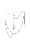 TONZN Lunettes de soleil Corde Longe Fashion Black Moon Pendant Chain Lunettes de soleil avec chaîne de lunettes D 1 