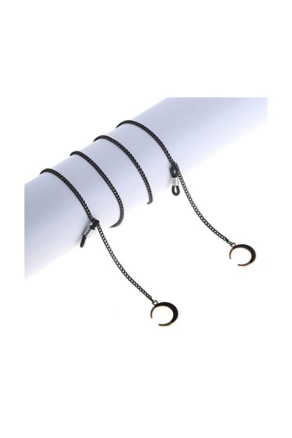 TONZN Lunettes de soleil Corde Longe Fashion Black Moon Pendant Chain Lunettes de soleil avec chaîne de lunettes D 1 