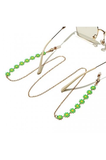 TONZN Chaîne faite à la main en métal Lunettes Corde Disque vert Pendentif Lunettes Chaîne D 1 