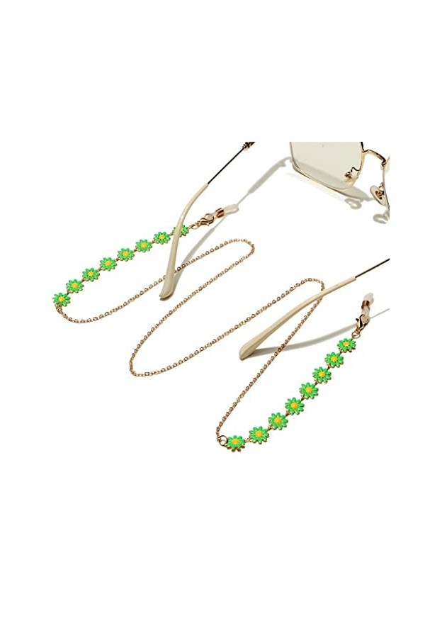 TONZN Chaîne faite à la main en métal Lunettes Corde Disque vert Pendentif Lunettes Chaîne D 1 