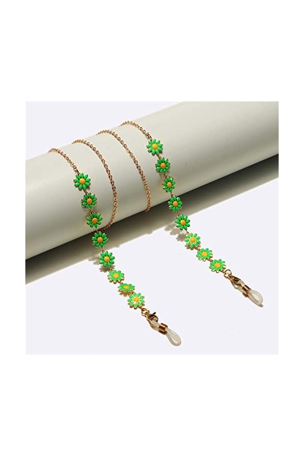 TONZN Chaîne faite à la main en métal Lunettes Corde Disque vert Pendentif Lunettes Chaîne D 1 