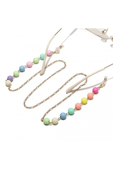 TONZN Chaîne de lunettes en corde à lunettes en métal Pas facile à décolorer Perles rondes dorées D 1 