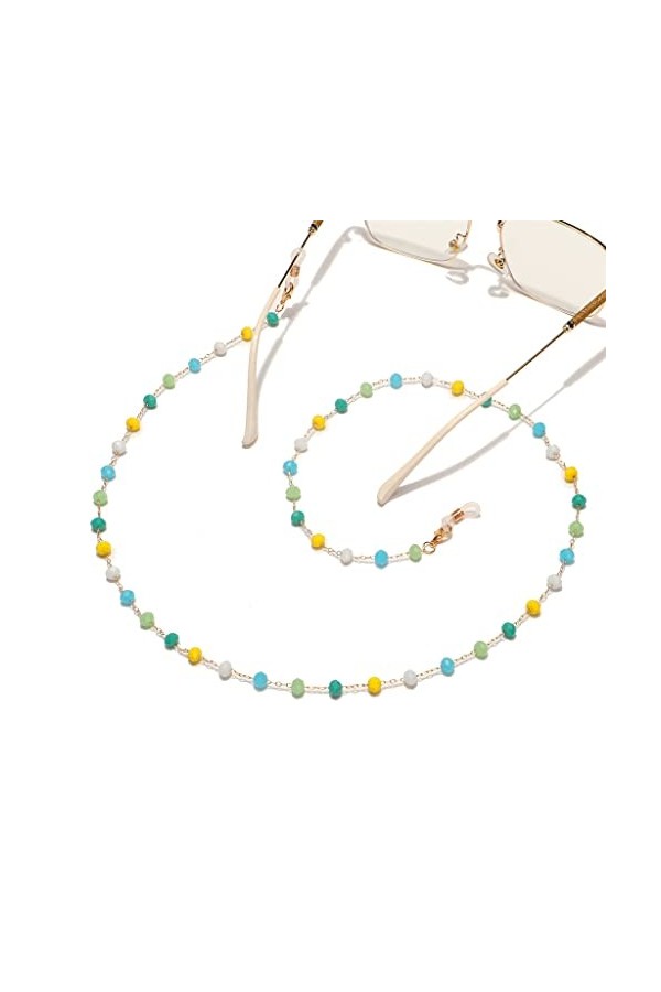 TONZN Chaîne de lunettes en métal à la main en cristal de couleur de mode D 1 