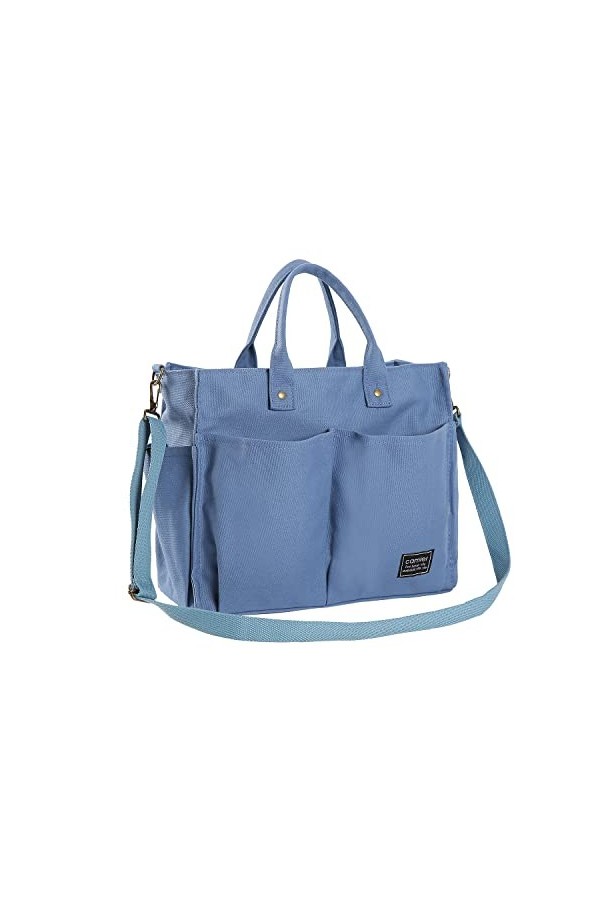 GloriaNguyen Sacs en toile avec fermeture Éclair et poches, fourre-tout, sac à main/bandoulière multifonction pour l’école, l