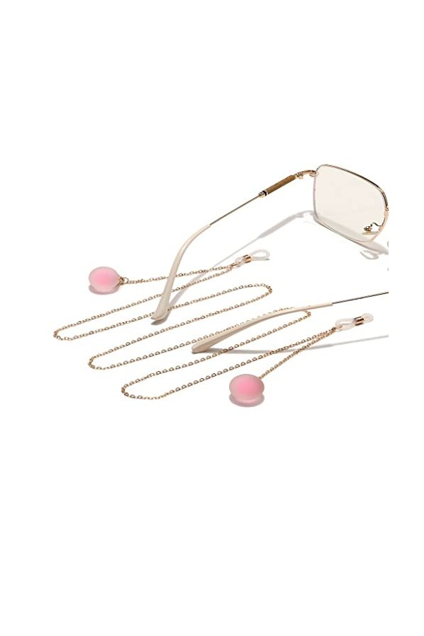 Eyhlkm Chaîne de lunettes en métal doré givré avec pendentif boule rose
