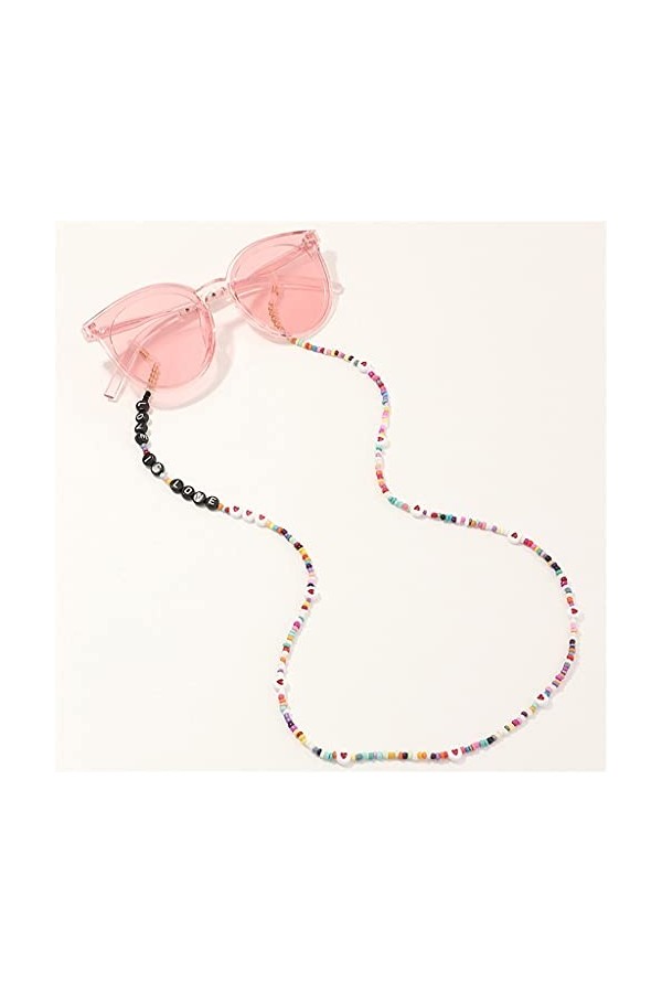 GJRFYJ Colorful perlé Anglais Alphabet Lanyard Tenir Sangles Cordons Lecture de lunettes Chaîne Femmes Sunglasses Accessoires