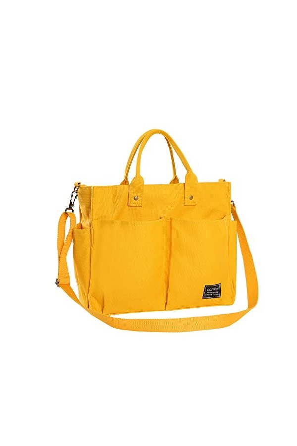 GloriaNguyen Sacs en toile avec fermeture Éclair et poches, fourre-tout, sac à main/bandoulière multifonction pour l’école, l