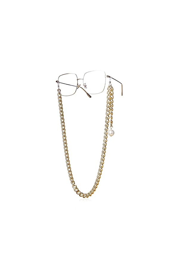 LEIGE Chaîne épaisse punk imitation perle lanière lecture lunettes chaîne femme accessoires hommes lunettes de soleil tenir d