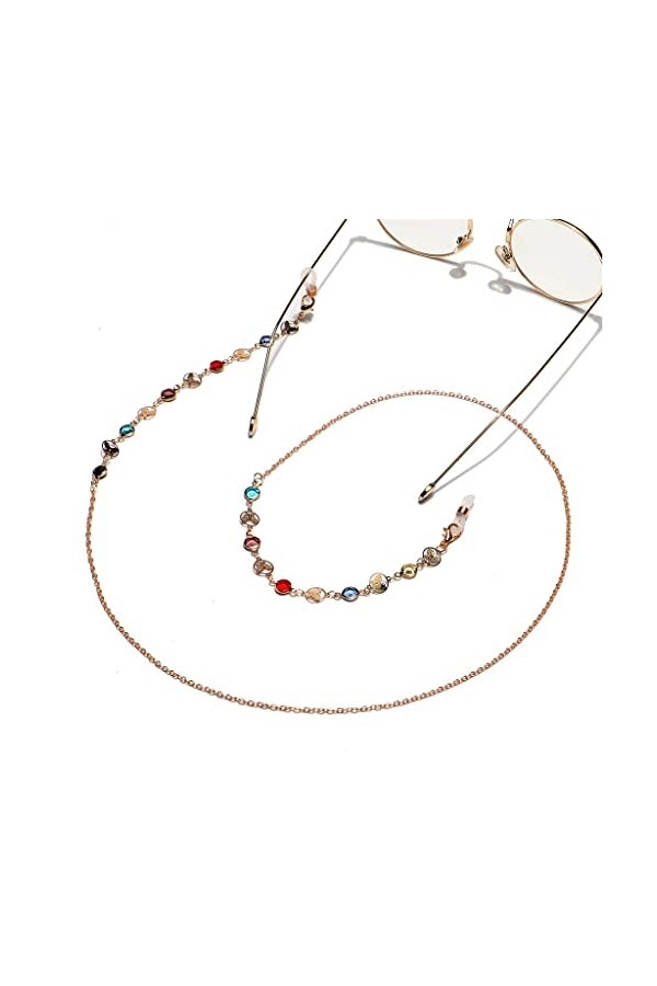 TONZN Chaîne de lunettes de corde de lunettes de chaîne de lunettes de verre coloré de cuivre dor de mode D 1 