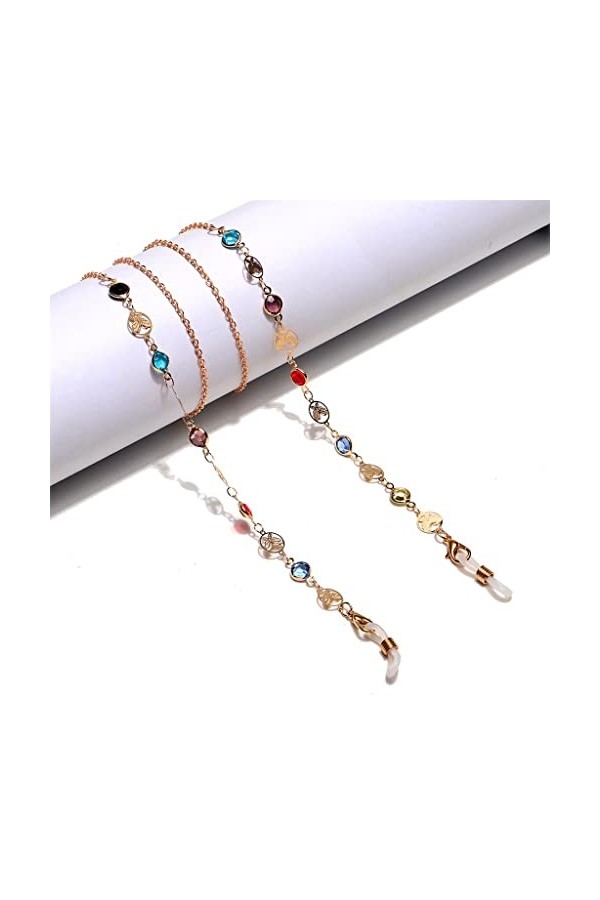 TONZN Chaîne de lunettes de corde de lunettes de chaîne de lunettes de verre coloré de cuivre dor de mode D 1 