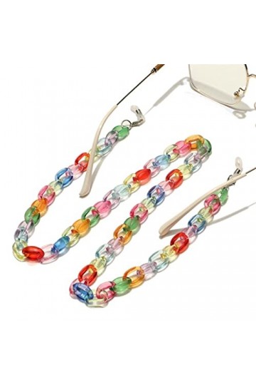 TONZN Chaîne de lunettes de couleur transparente en résine acrylique Chaîne de lunettes de mode vintage D 1 
