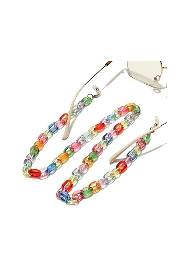 TONZN Chaîne de lunettes de couleur transparente en résine acrylique Chaîne de lunettes de mode vintage D 1 