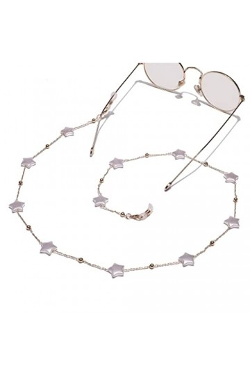 OQHAIR Cinq étoiles perle or lunettes chaîne Clip perles lunettes de soleil Anti-perte Anti-goutte lunettes corde oeil lanièr