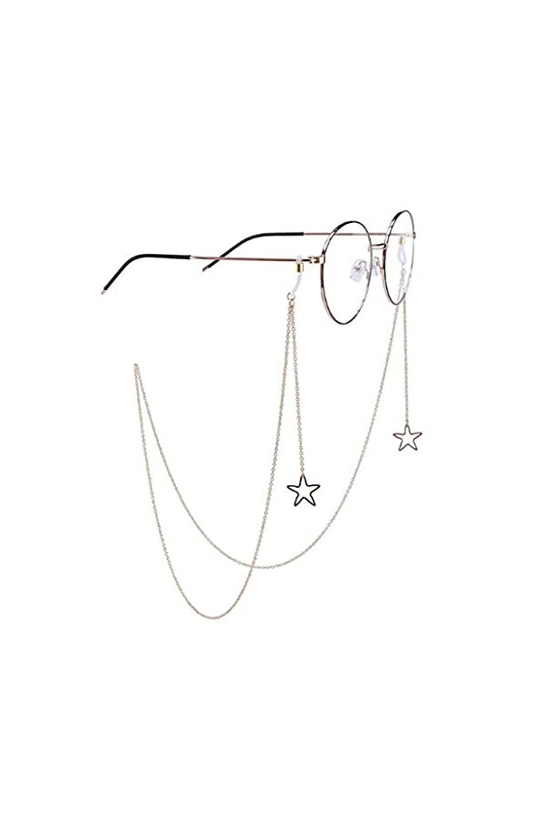 XOUVY Lunettes de Soleil étoile Creuse Lunettes de Lecture Chaîne Lunettes Titulaire de la Carte Courroie de Cou Chaîne Mode 
