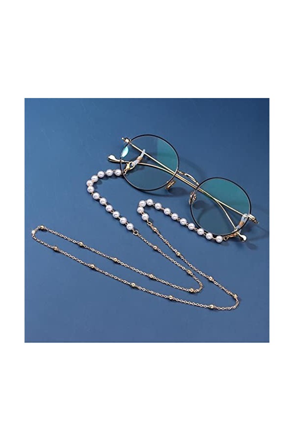 GJRFYJ Chaîne de lunettes de lecture pour femmes Lunettes de soleil Cordes décontractées Perles Perles Chaîne de lunettes Co