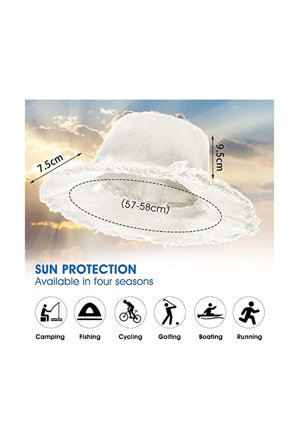 Sibba 1 Pc Chapeau de Pêche Plage Protection Solaire été Pliable Large Bord Chapeau de Pêche Soleil Décontracté Vacances Esth