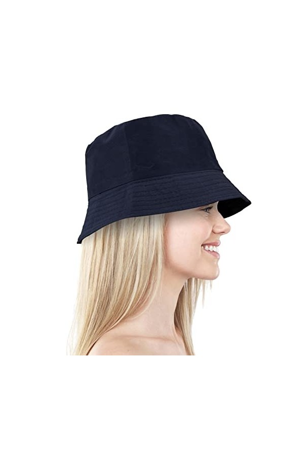 MeOkey Reversible Chapeau de Seau Unisexe,Pliable Coton Anti-UV, Bonnet Soleil Respirant Chapeau De Soleil Aux Bords Arrondis