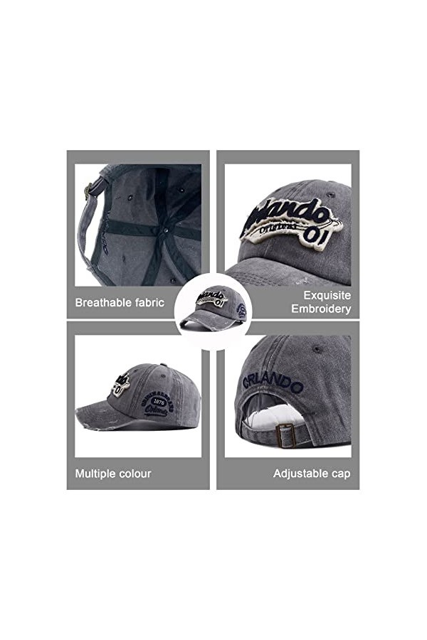 Joligiao Casquette de Baseball Unisexe Réglable Baseball Cap Bonnet de Golf Retro Jeans Casquette Anti-UV Protection Casquett