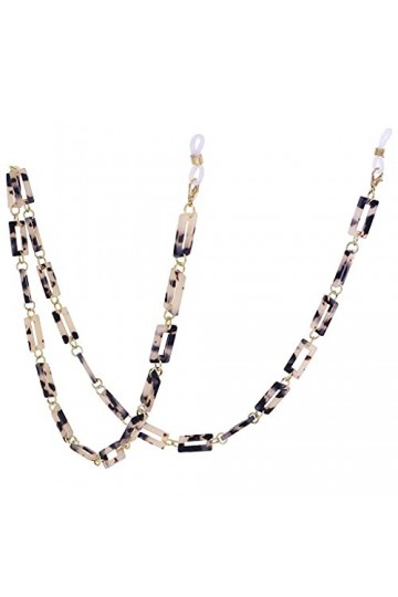 HAOLI Lunettes Chaînes Léopard Résine Hexagone Lunettes Chaîne Femmes Lunettes De Lecture Suspendus Cou Chaîne Lanière Sangle