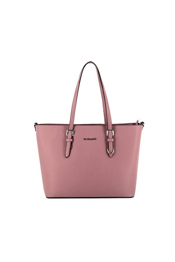 flora & co - Grand Sac à Main Femme - Cabas Fourre-Tout Simili Cuir PU Rigide - Sac Elégant Ville Travail Lycée - Shopper Por