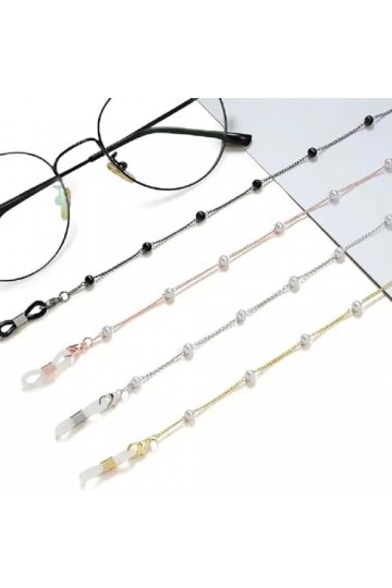 Sweden Chaîne de lunettes suspendue au cou, chaîne découteurs Anti-chute en métal Color : Svart, Size : 75cm 