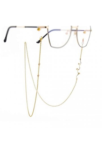 TONZN Rétro perle lunettes chaîne femmes suspendus cou Portable anti-dérapant chaîne barre lunettes suspendus corde D 75 cm 