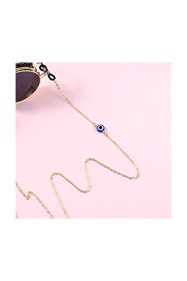 YANYUESHOP Perles de Cristal Bleues Corde de Corde pour Lunettes Chaîne doeil Turc Porte-Lunettes Cordon Lunettes de Soleil 