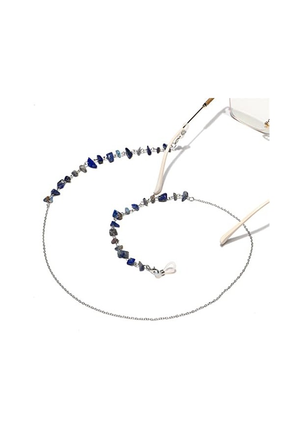 Chaîne de Mode Lapis Lazuli Pas Facile à Décolorer Chaîne de Lunettes Faite à la Main Lunettes de Presbytie Chaîne Anti-Perte