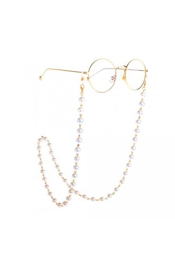 Générique 10mm Perles À La Mode Jumper Chaîne Lunettes Chaîne Modèle À Deux Usages Or Perle Clip Perles Lunettes Chaîne en Mé