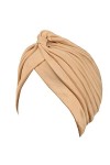 Lezevn Turban en polyester extensible pour femme - Bonnet de nuit torsadé, Khaki, taille unqiue-L