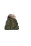 Mr. Gadgets Solutions Bonnet à pompon chaud en tricot torsadé pour femme - Isolation thermique - Vert olive, vert olive, tai