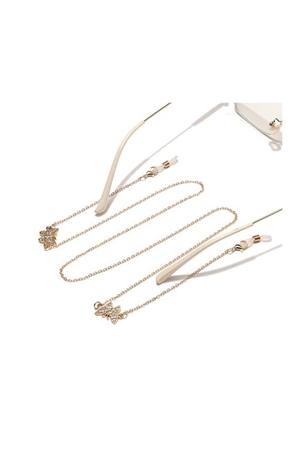 EYHLKM Corde à Lunettes Anti-dérapante avec chaîne de Lunettes Papillon en Strass doré européen et américain