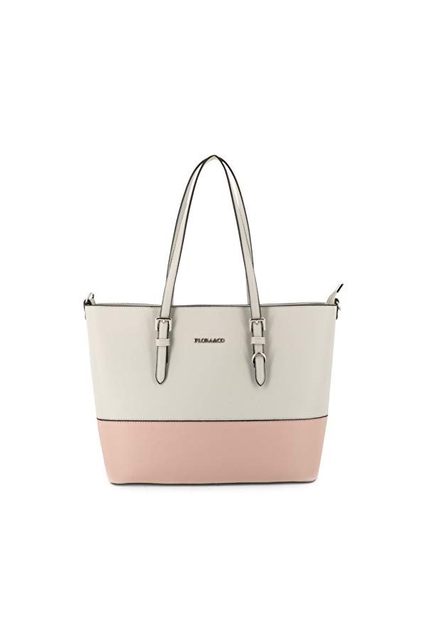 flora & co - Grand Sac à Main Femme - Cabas Fourre-Tout Simili Cuir PU Rigide - Sac Elégant Ville Travail Lycée - Shopper Por