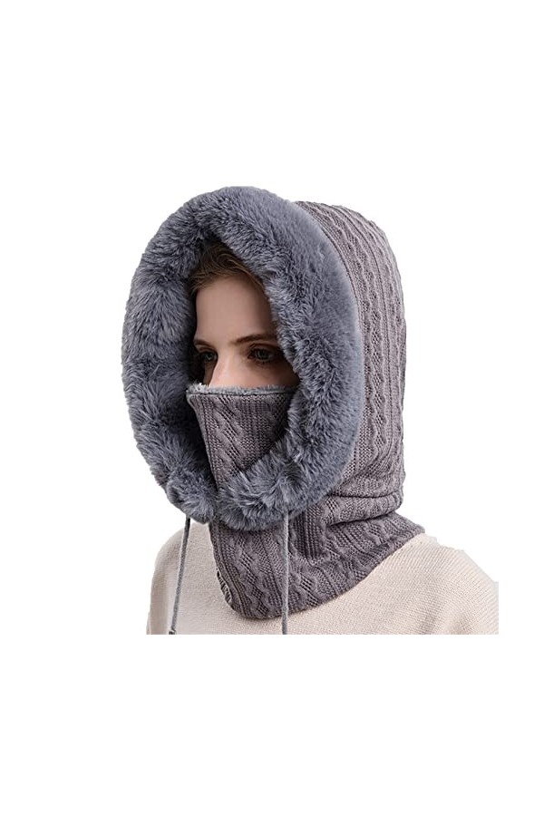 KivenSTong Femmes conduite extérieure Hot Winter Hood Cover Head cap avec bord gris