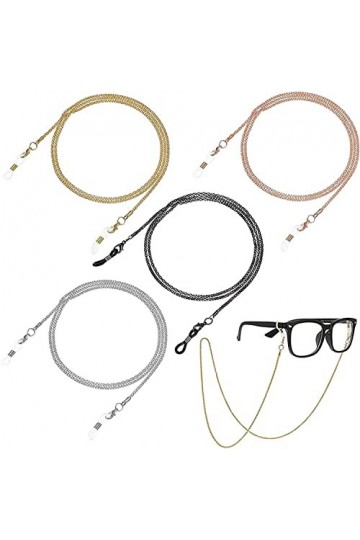DSFEN Lot de 4 Colliers de chaîne pour Lunettes, chaîne de Lunettes en métal antidérapant, Sangle de Lunettes, chaîne de Lune