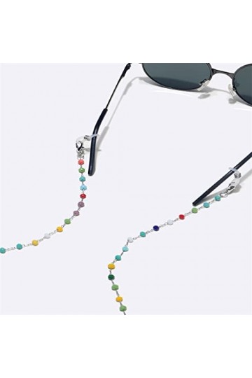 MINDONG HZH Lot de deux pièces pour lunettes avec chaîne en acier inoxydable, corde pour lunettes couleur cristal
