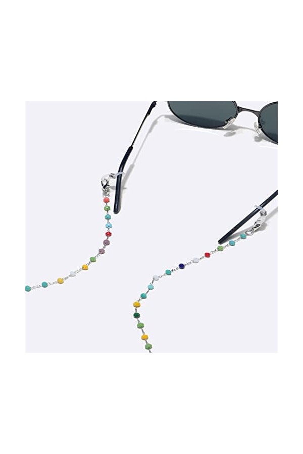 MINDONG HZH Lot de deux pièces pour lunettes avec chaîne en acier inoxydable, corde pour lunettes couleur cristal