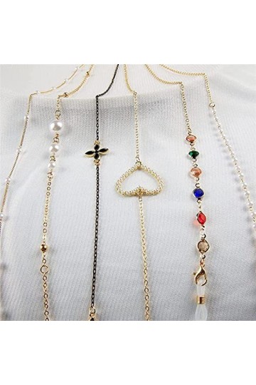 DSFEN 6 pièces Perles Lunettes chaîne Sangle métal Porte-Lunettes pour Sangle chaîne dextension pour Femmes Hommes