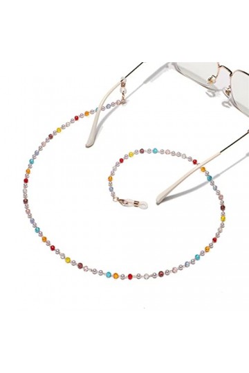 TONZN Chaîne de lunettes de chaîne de lunettes en cristal coloré de couleur mélangée à la main de mode D 1 