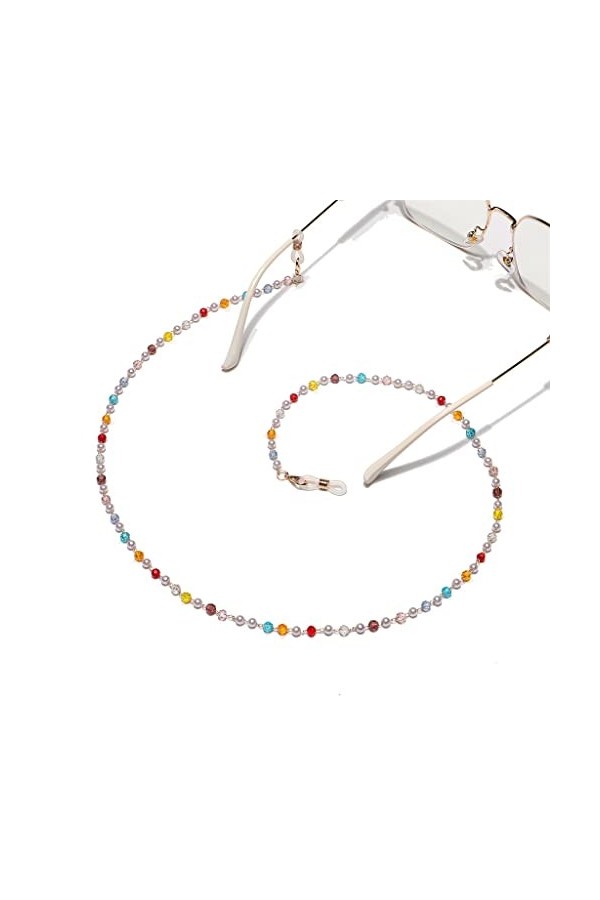 TONZN Chaîne de lunettes de chaîne de lunettes en cristal coloré de couleur mélangée à la main de mode D 1 