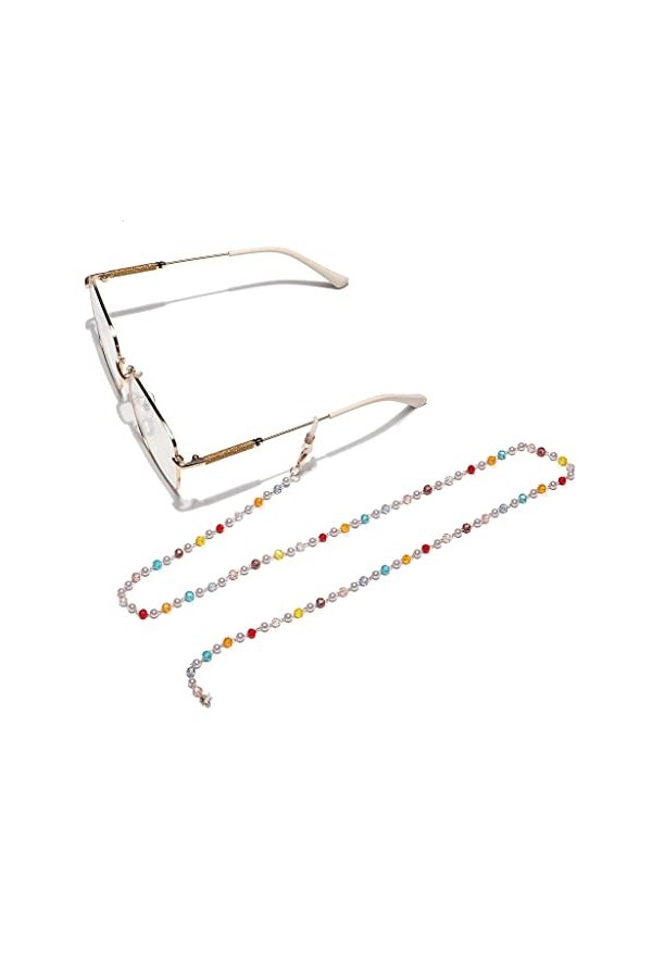 TONZN Chaîne de lunettes de chaîne de lunettes en cristal coloré de couleur mélangée à la main de mode D 1 