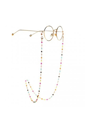 TONZN Chaîne de lunettes Chaîne de lunettes faite à la main en cristal coloré Chaîne anti-perte de vieille fleur D 1 