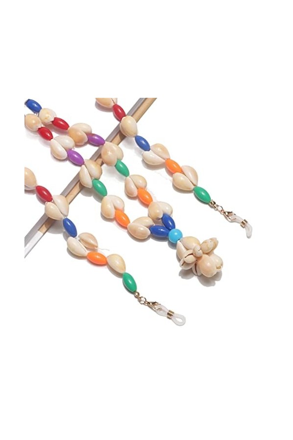 TONZN Chaîne de lunettes de conque colorée tissée à la main Lunettes de mode Corde Longe Or D 1 