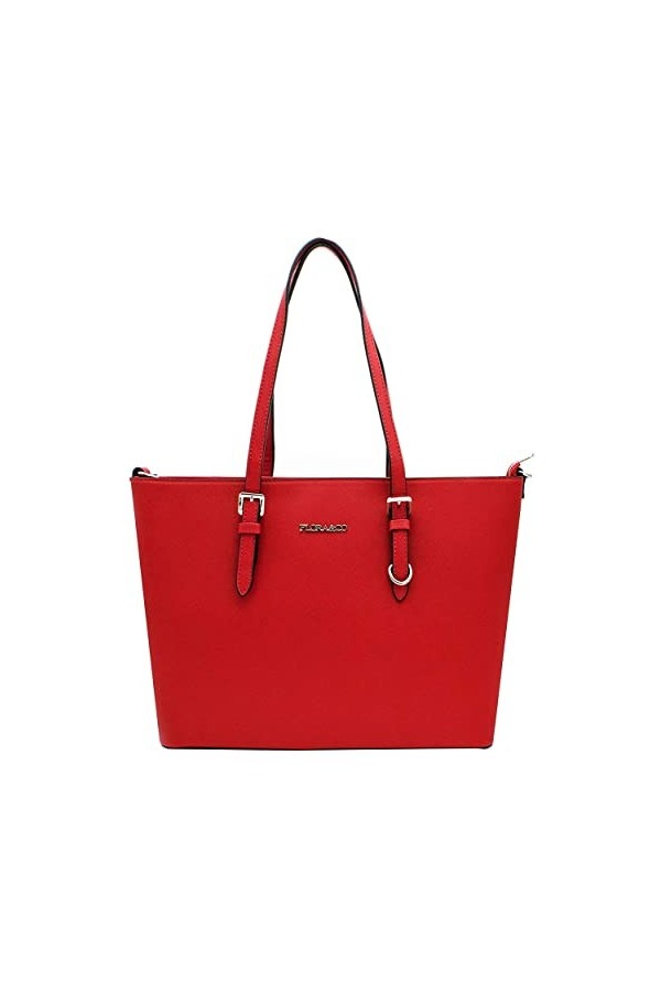 flora & co - Grand Sac à Main Femme - Cabas Fourre-Tout Simili Cuir PU Rigide - Sac Elégant Ville Travail Lycée - Shopper Por