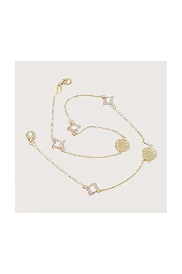 QZH Chaîne de Lunettes chaîne rétro Petite pièce de Fleur de Vent parfumée trèfle à Quatre Feuilles Verre Bijou chaîne de Lun