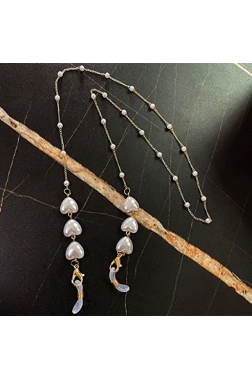 Chaînes de Lunettes Femmes Lunettes de Soleil Chaîne de Masque de Perle Chaîne de Masque de Cœur damour Chaîne de Perle Coll