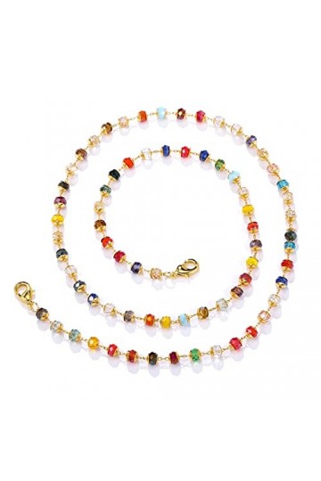 TONZN Bohème National Coloré Chaîne De Perles De Cristal Chaîne De Lunettes De Mode Femmes Porte-Lunettes Chaîne D 70cm 